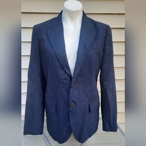 Polo Ralph Lauren Women’s Navy Blue Pinstripe Wool Blazer Size 10
